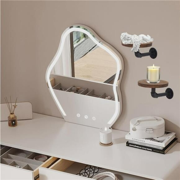 2 Pack Round Floating Corner Shelves Wall Mounted Wood Display Racks for Decor - Picture 2 of 7